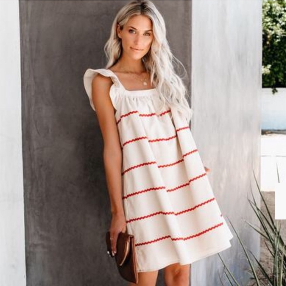 VICI | Ricrac + Ruffles Pocketed Linen Dress - Picture 2 of 16